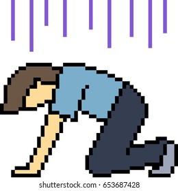 vector pixel art depression man