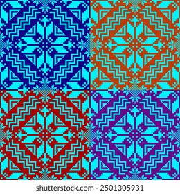 Vector pixel art design for clothing tile, cross-stitch and background