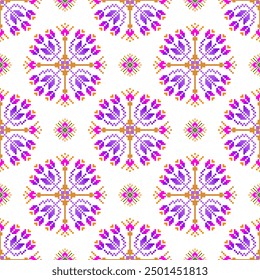 Vector pixel art design for fabric, tile, clothing, embroidery,wallpaper and background