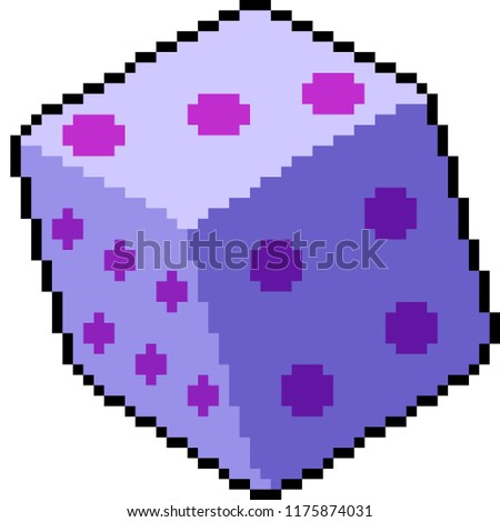 vector pixel art dice roll isolated cartoon