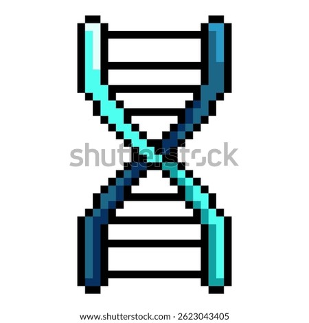 Vector Pixel Art DNA Icon. Deoxyribonucleic Acid Symbol