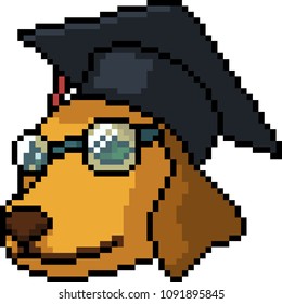 Vector Pixel Art Doctor Dog Isolated Cartoon