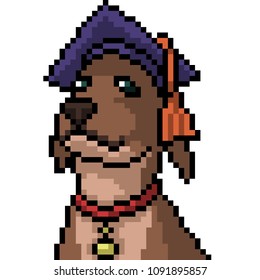 vector pixel art doctor dog isolated cartoon