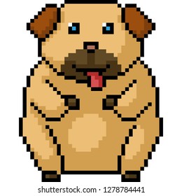 vector pixel art dog fat isolated cartoon