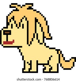 vector pixel art dog golden retriever isolated