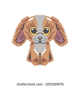 Vector pixel art. Dog isolated. ?hildren's toy.