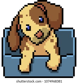 vector pixel art dog isolated cartoon