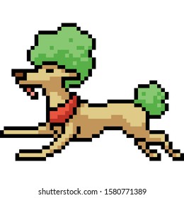 vector pixel art dog isolated cartoon