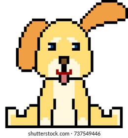 Vector Pixel Art Dog Isolated