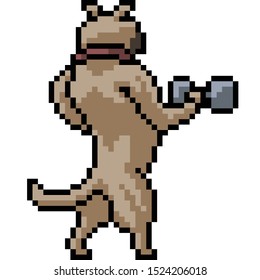 vector pixel art dog muscle isolated cartoon