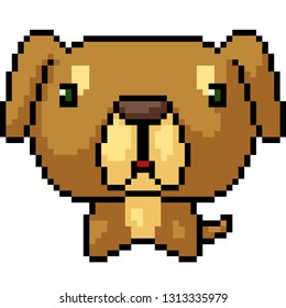 vector pixel art dog pet isolated cartoon