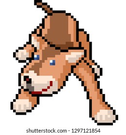 vector pixel art dog play isolated cartoon