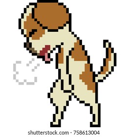 Vector Pixel Art Dog Sigh Isolated