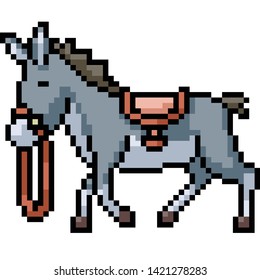 vector pixel art donkey isolated cartoon