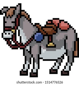 vector pixel art donkey isolated cartoon