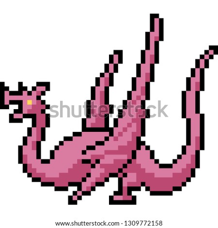 vector pixel art dragon fantasy isolated cartoon