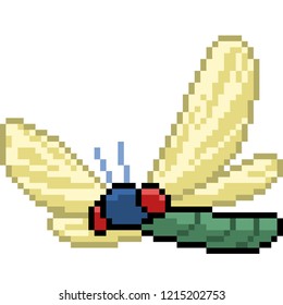 vector pixel art dragonfly isolated cartoon
