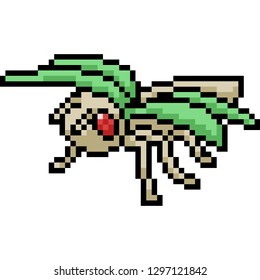 vector pixel art dragonfly isolated cartoon