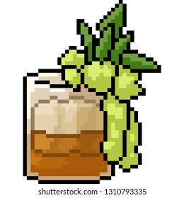 vector pixel art drink glass isolated cartoon