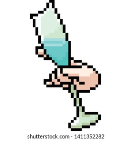 vector pixel art drink glass isolated cartoon