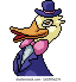 vector pixel art duck isolated cartoon