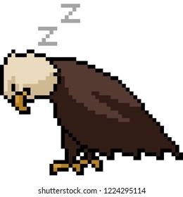 vector pixel art eagle sleep isolated cartoon