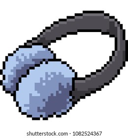 vector pixel art earmuff isolated cartoon