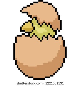 vector pixel art egg hatch isolated cartoon
