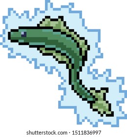 vector pixel art electric eel isolated cartoon