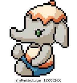 vector pixel art elephant doll isolated cartoon