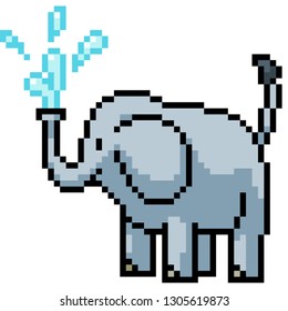 vector pixel art elephant isolated cartoon