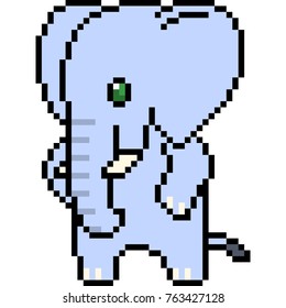 vector pixel art elephant isolated