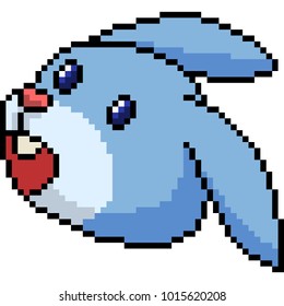 vector pixel art emoji rabbit isolated