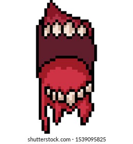 vector pixel art evil mouth isolated cartoon