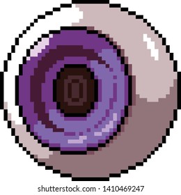 vector pixel art eye ball isolated cartoon