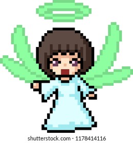 vector pixel art fairy girl isolated cartoon

