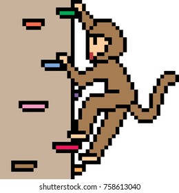 vector pixel art fake cliff climb isolated