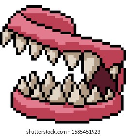 vector pixel art fake fang isolated cartoon