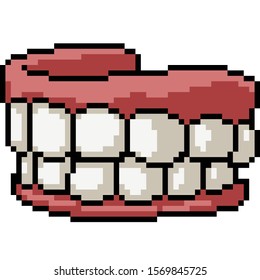 vector pixel art fake teeth isolated cartoon