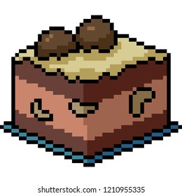 vector pixel art fancy cake snack isolated cartoon