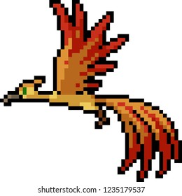 vector pixel art fantasy bird isolated cartoon