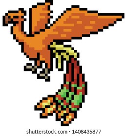 vector pixel art fantasy bird isolated cartoon