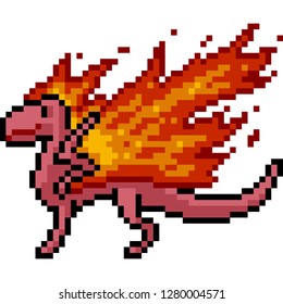 vector pixel art fantasy dragon isolated cartoon