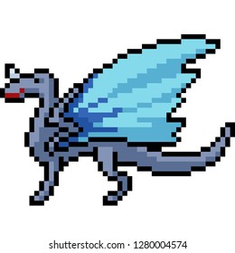 vector pixel art fantasy dragon isolated cartoon