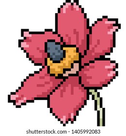 vector pixel art fantasy flower isolated cartoon