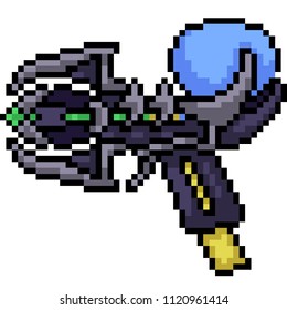 vector pixel art fantasy gun isolated cartoon