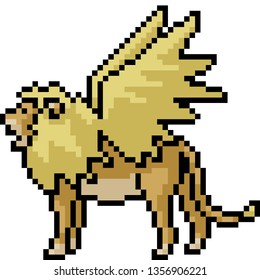 vector pixel art fantasy lion isolated cartoon