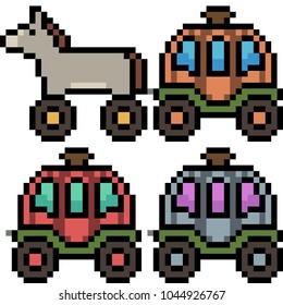 vector pixel art fantasy transport toy isolated cartoon