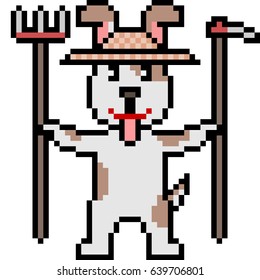 vector pixel art farmer