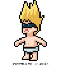 vector pixel art fashion baby isolated cartoon